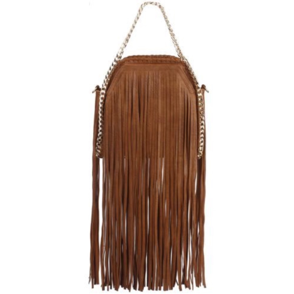 Handbag Republic Long Fringe & Gold Chain Trim